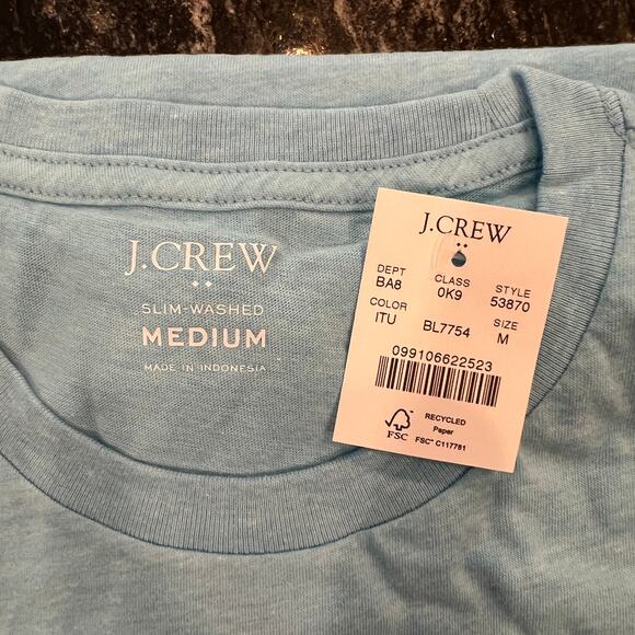 NWT J. Crew Men's Island Turquoise Heathered Slim Washed Jersey Pocket Tee - M - Picture 5 of 6